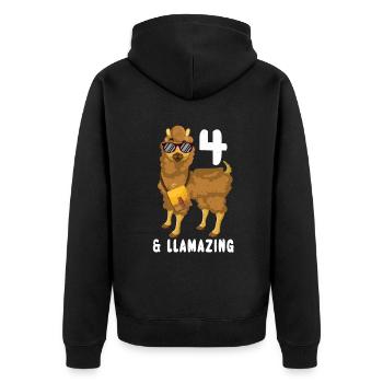 Kawaii Naissance Né 4 ans Alpaga Llama - Veste à capuche bio Premium Unisexe - noir - Dos - Nico (187cm)
