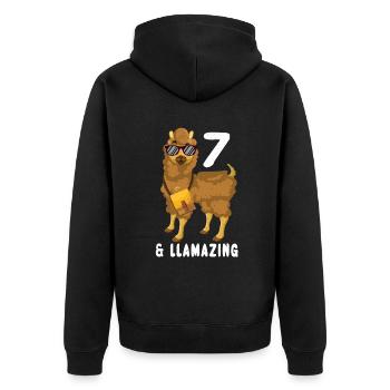 Kawaii Naissance Né 7 ans Alpaga Llama - Veste à capuche bio Premium Unisexe - noir - Dos - Nico (187cm)