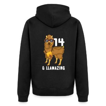 Kawaii Naissance Né Age 14 Ans Alpaga Llama - Veste à capuche bio Premium Unisexe - noir - Dos - Nico (187cm)