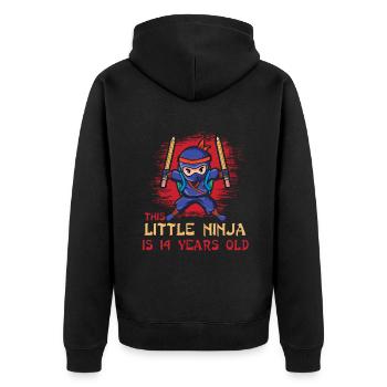 Birth Born Age 14 Years Old Japan Japanese Ninja - Unisex Premium Bio Zip Hoodie - Schwarz - Hinten - Nico (187cm)