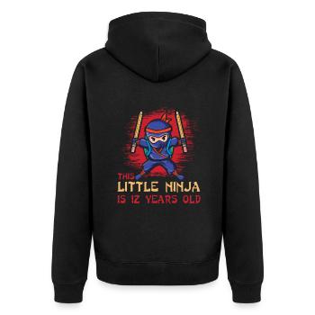 Birth Born Age 12 Years Old Japan Japanese Ninja - Unisex Premium Bio Zip Hoodie - Schwarz - Hinten - Nico (187cm)