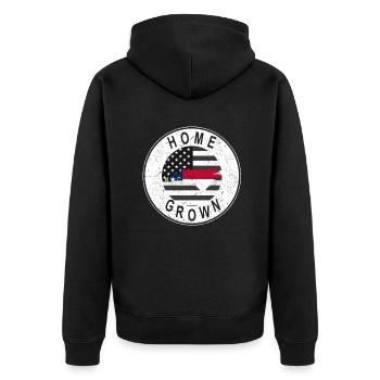 Land Map America US Flag Home Grown North Carolina - Unisex Premium Bio Zip Hoodie - Schwarz - Hinten - Nico (187cm)
