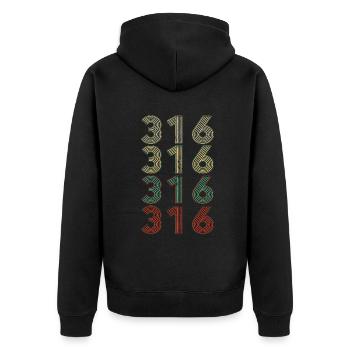 Retro America State Flag Area Code Kansas - Unisex Premium Bio Zip Hoodie - Schwarz - Hinten - Nico (187cm)