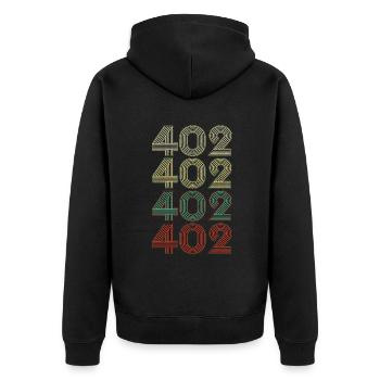 Retro America State Flag Area Code Nebraska - Unisex Premium Bio Zip Hoodie - Schwarz - Hinten - Nico (187cm)