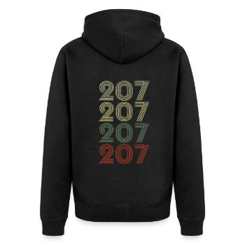 Retro America State Flag Area Code Maine - Unisex Premium Bio Zip Hoodie - Schwarz - Hinten - Nico (187cm)