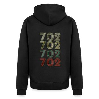 Retro America State Flag Area Code Nevada - Unisex Premium Bio Zip Hoodie - Schwarz - Hinten - Nico (187cm)