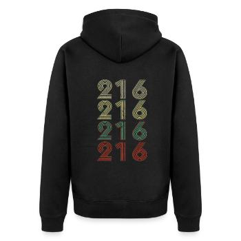 Retro America State Flag Area Code Ohio - Unisex Premium Bio Zip Hoodie - Schwarz - Hinten - Nico (187cm)