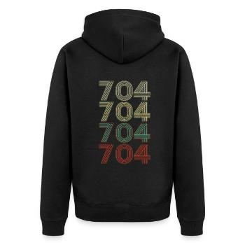 Retro America State Flag Area Code North Carolina - Unisex Premium Bio Zip Hoodie - Schwarz - Hinten - Nico (187cm)