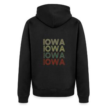 Retro America State Flag Vintage Iowa - Unisex Premium Bio Zip Hoodie - Schwarz - Hinten - Nico (187cm)