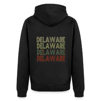 Retro America State Flag Vintage Delaware - Unisex Premium Bio Zip Hoodie - Schwarz - Hinten - Nico (187cm)