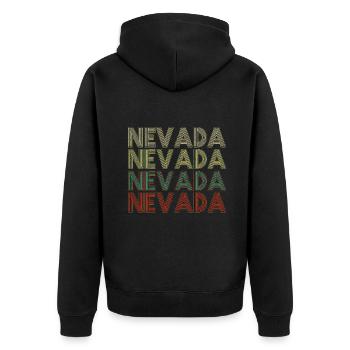 Retro America State Flag Vintage Nevada - Unisex Premium Bio Zip Hoodie - Schwarz - Hinten - Nico (187cm)