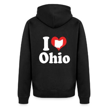 America Citizen US State Love I Heart Ohio - Unisex Premium Organic Zip Hoodie - black - Back - Nico (187cm)