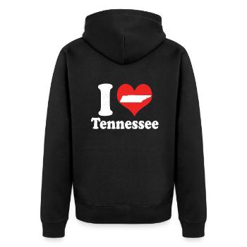 America Citizen US State Love I Heart Tennessee - Unisex Premium Organic Zip Hoodie - black - Back - Nico (187cm)
