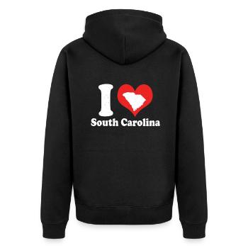 America Citizen US State Love Heart South Carolina - Unisex Premium Organic Zip Hoodie - black - Back - Nico (187cm)