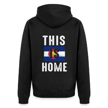 Map America US State Flag This Home Colorado - Unisex Premium Bio Zip Hoodie - Schwarz - Hinten - Nico (187cm)