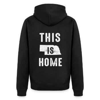 Map America US State Flag This Home Nebraska - Unisex Premium Organic Zip Hoodie - black - Back - Nico (187cm)