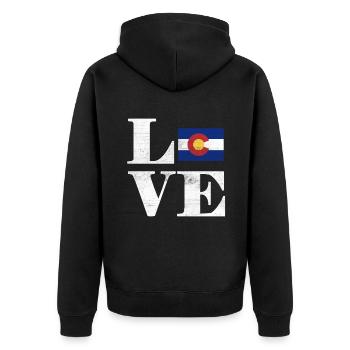 Proud America State Land Map Love Colorado - Unisex Premium Bio Zip Hoodie - Schwarz - Hinten - Nico (187cm)
