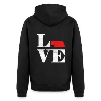 Proud America State Land Map Love Nebraska - Unisex Premium Bio Zip Hoodie - Schwarz - Hinten - Nico (187cm)