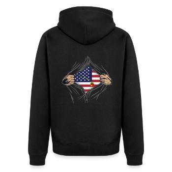 Rip Reveal America State Flag Hawaii - Unisex Premium Organic Zip Hoodie - black - Back - Nico (187cm)