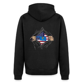 Rip Reveal America State Flag Oklahoma - Unisex Premium Bio Zip Hoodie - Schwarz - Hinten - Nico (187cm)