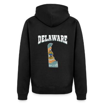US America State Flag Land Map Delaware - Unisex Premium Bio Zip Hoodie - Schwarz - Hinten - Nico (187cm)