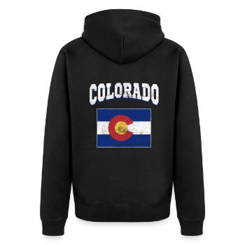 US America State Flag Land Map Colorado - Unisex Premium Organic Zip Hoodie - black - Back - Nico (187cm)