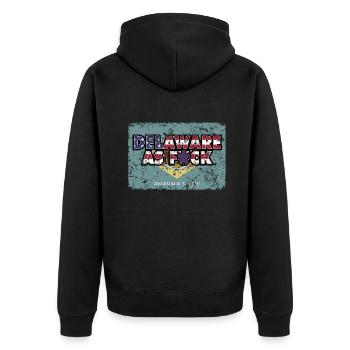 America US Flag State Flag Delaware - Unisex Premium Bio Zip Hoodie - Schwarz - Hinten - Nico (187cm)