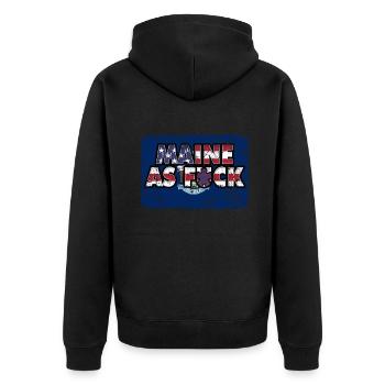 America US Flag State Flag Maine - Unisex Premium Bio Zip Hoodie - Schwarz - Hinten - Nico (187cm)