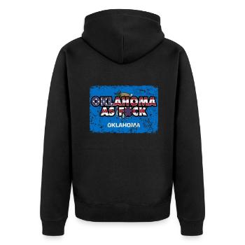 America US Flag State Flag Oklahoma - Unisex Premium Bio Zip Hoodie - Schwarz - Hinten - Nico (187cm)