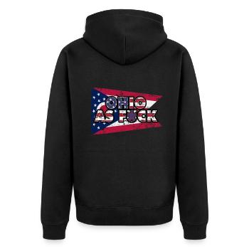 America US Flag State Flag Ohio - Unisex Premium Bio Zip Hoodie - Schwarz - Hinten - Nico (187cm)