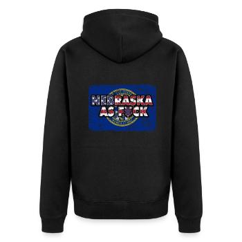 America US Flag State Flag Nebraska - Unisex Premium Bio Zip Hoodie - Schwarz - Hinten - Nico (187cm)