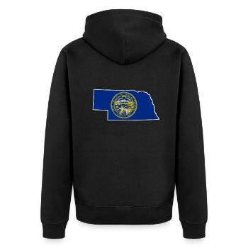 Land Map America US State Distressed Nebraska - Unisex Premium Organic Zip Hoodie - black - Back - Nico (187cm)