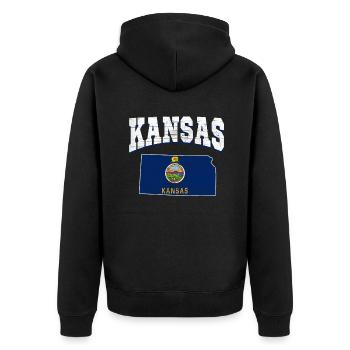 US America State Flag Land Map Kansas - Unisex Premium Bio Zip Hoodie - Schwarz - Hinten - Nico (187cm)