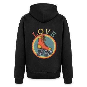 Retro Skating Board Skate Skater Skateboard - Unisex Premium Bio Zip Hoodie - Schwarz - Hinten - Nico (187cm)