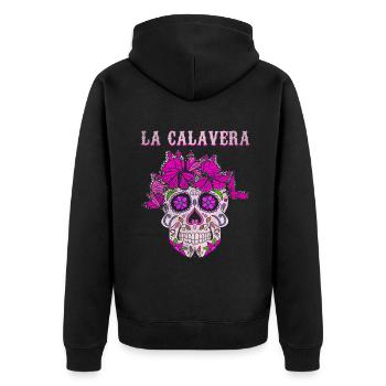 Bone Butterfly Sugar Skull Muertos Day Halloween - Unisex Premium Organic Zip Hoodie - black - Back - Nico (187cm)
