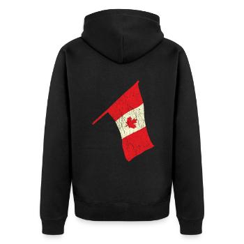 Distressed Canada Flag Proud Canadian Canada Day - Unisex Premium Bio Zip Hoodie - Schwarz - Hinten - Nico (187cm)
