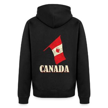 Distressed Canada Flag Love Canadian Canada Day - Unisex Premium Bio Zip Hoodie - Schwarz - Hinten - Nico (187cm)