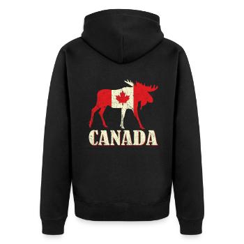 Deer Elk Canada Flag Proud Canadian Canada Day - Unisex Premium Bio Zip Hoodie - Schwarz - Hinten - Nico (187cm)