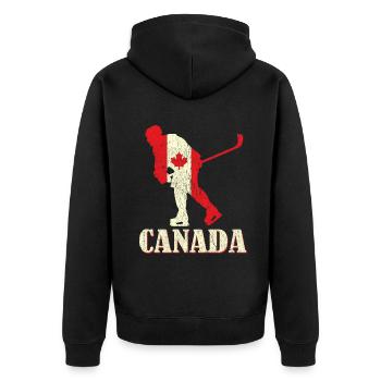 Hockey Sport Canada Flag Proud Canadian Canada Day - Unisex Premium Bio Zip Hoodie - Schwarz - Hinten - Nico (187cm)