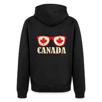 Eye Glasses Canada Flag Proud Canadian Canada Day - Unisex Premium Bio Zip Hoodie - Schwarz - Hinten - Nico (187cm)