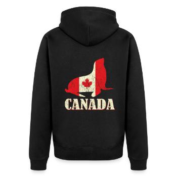 Canada Flag Seal Sea Proud Canadian Canada Day - Unisex Premium Bio Zip Hoodie - Schwarz - Hinten - Nico (187cm)