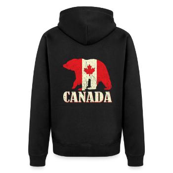 Bear Grizzly Canada Flag Proud Canadian Canada Day - Unisex Premium Bio Zip Hoodie - Schwarz - Hinten - Nico (187cm)