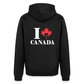 Heart Bear Canada Flag Proud Canadian Canada Day - Unisex Premium Bio Zip Hoodie - Schwarz - Hinten - Nico (187cm)