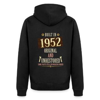 Built In The 1952 Original And Unrestored - Unisex Premium Bio Zip Hoodie - Schwarz - Hinten - Nico (187cm)