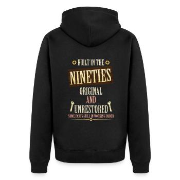 Built In The 90s Original And Unrestored - Unisex Premium Bio Zip Hoodie - Schwarz - Hinten - Nico (187cm)