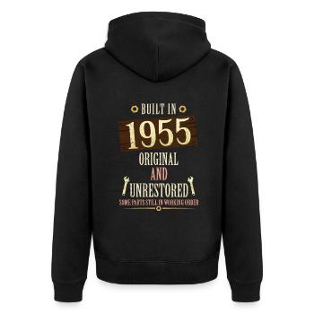 Construit dans l’original de 1955 et non restauré - Veste à capuche bio Premium Unisexe - noir - Dos - Nico (187cm)
