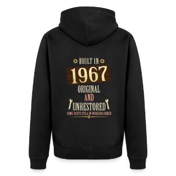 Built In The 1967 Original And Unrestored - Unisex Premium Bio Zip Hoodie - Schwarz - Hinten - Nico (187cm)