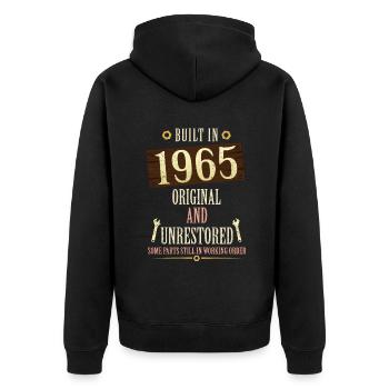 Built In The 1965 Original And Unrestored - Unisex Premium Bio Zip Hoodie - Schwarz - Hinten - Nico (187cm)