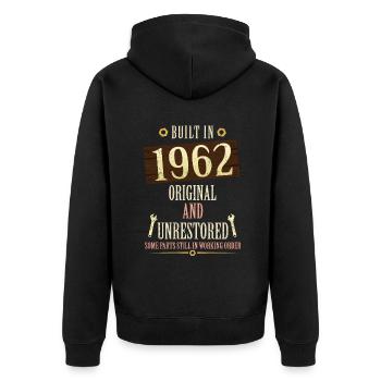 Construit dans l’original de 1962 et non restauré - Veste à capuche bio Premium Unisexe - noir - Dos - Nico (187cm)