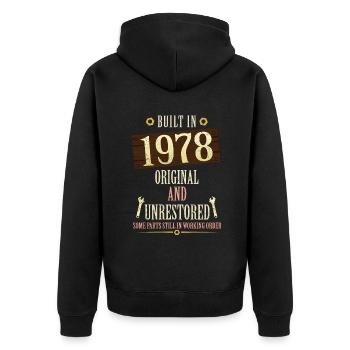 Built In The 1978 Original And Unrestored - Unisex Premium Organic Zip Hoodie - black - Back - Nico (187cm)